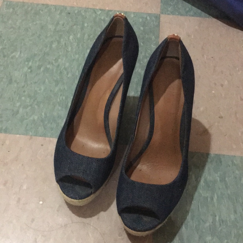 Coach denim wedges.